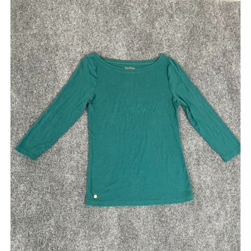 Lilly Pulitzer Green Long Sleeve Top Women's Cotton/Modal/Spandex Size Medium